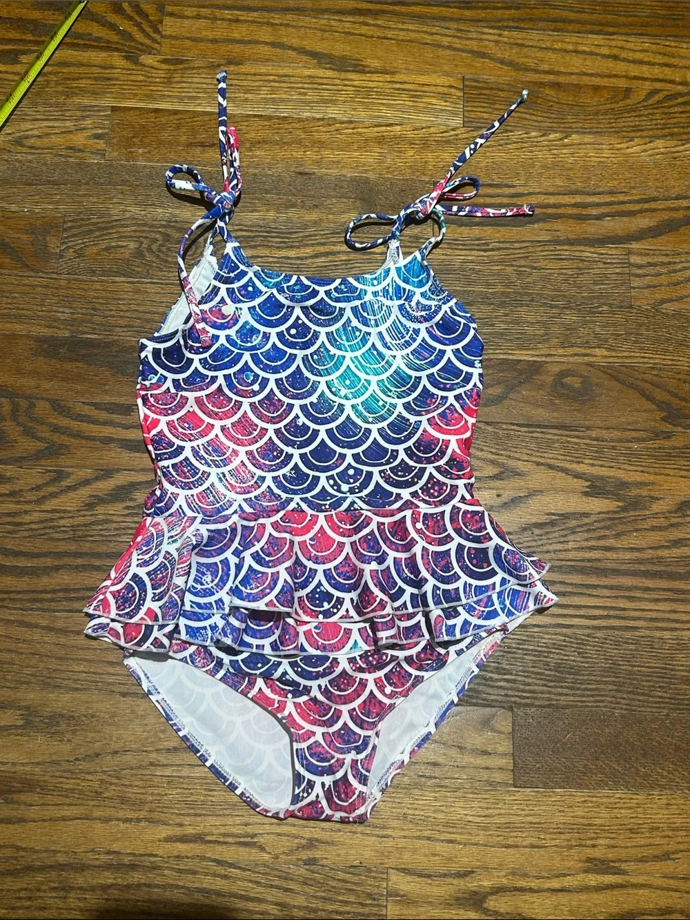 Kids Mermaid Scale One-Piece Swimsuit with Ruffle - Multi Color